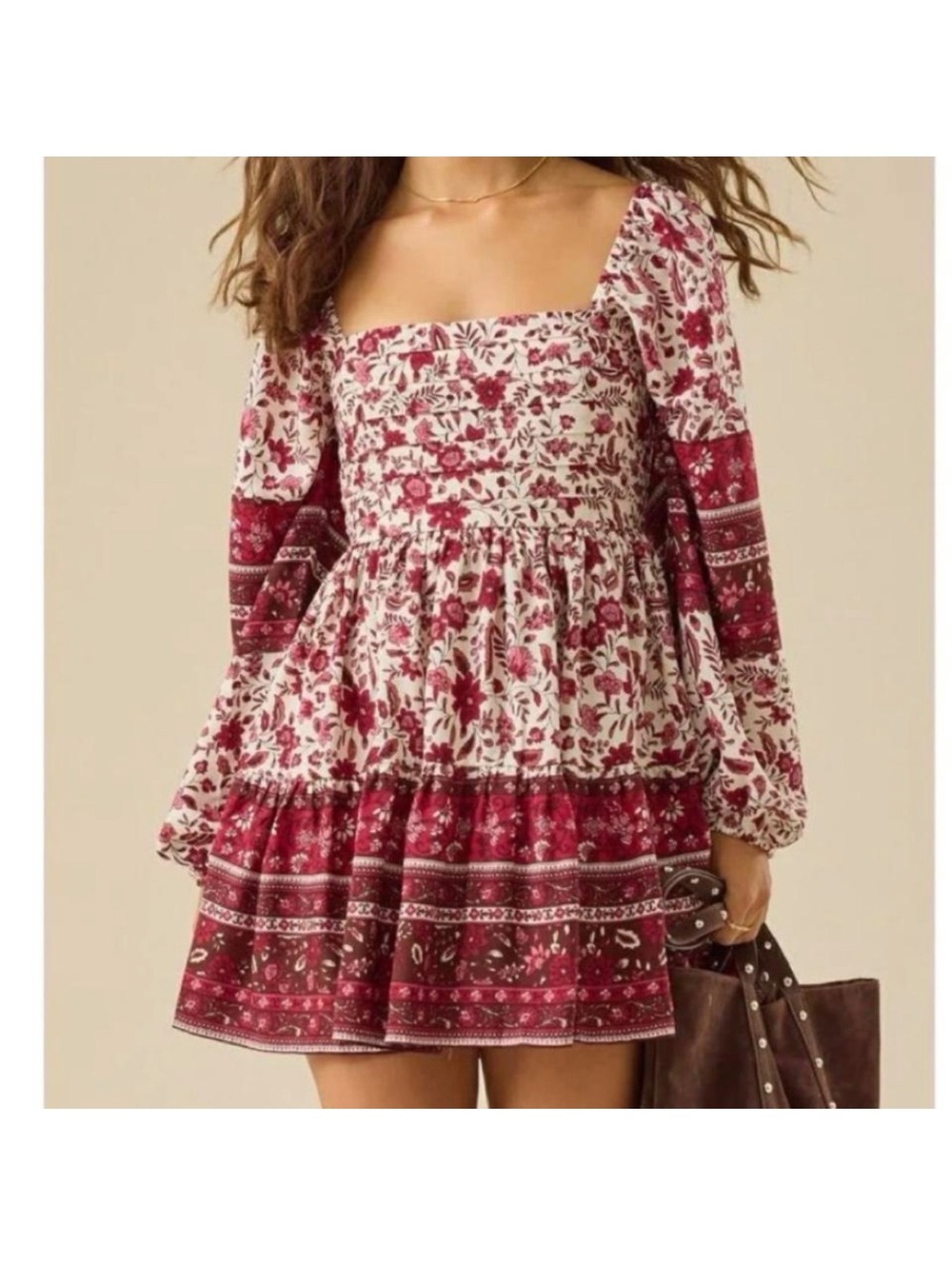 Altar’d State Gracelyn Floral Boho Mini Dress Size M